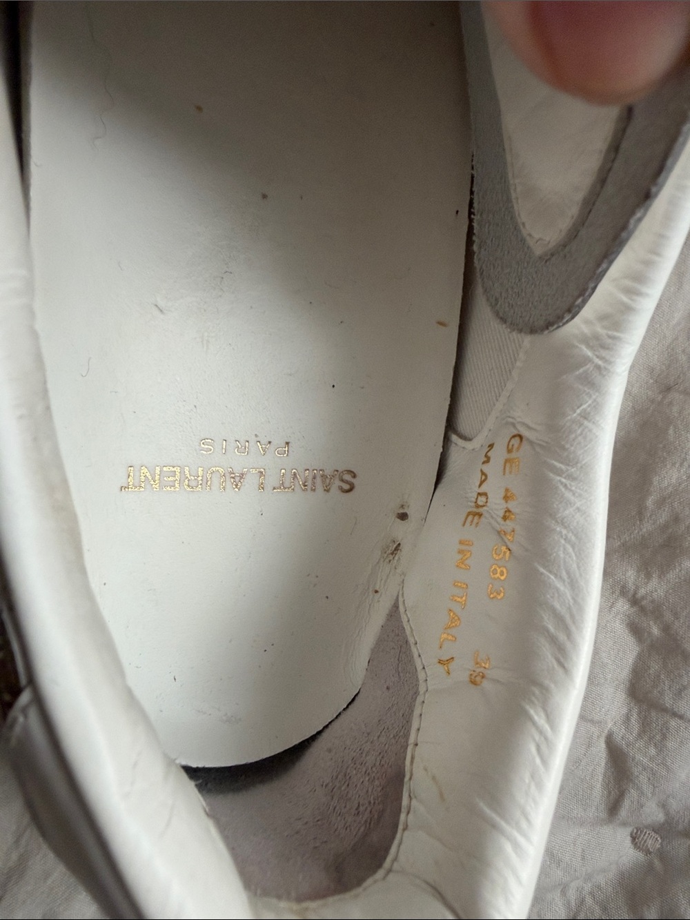 Saint Laurent White Leather Sneakers with Multicolor Glitter Star Accents - Picture 2 of 9